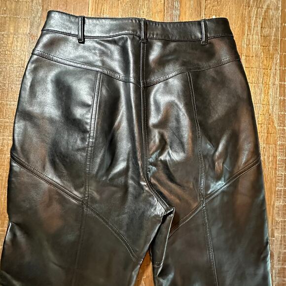 WILFRED PANTS WOMEN’S‎ 8 BLACK VEGAN LEATHER HIGH RISE SLIM LEG TROUSERS - Picture 9 of 10